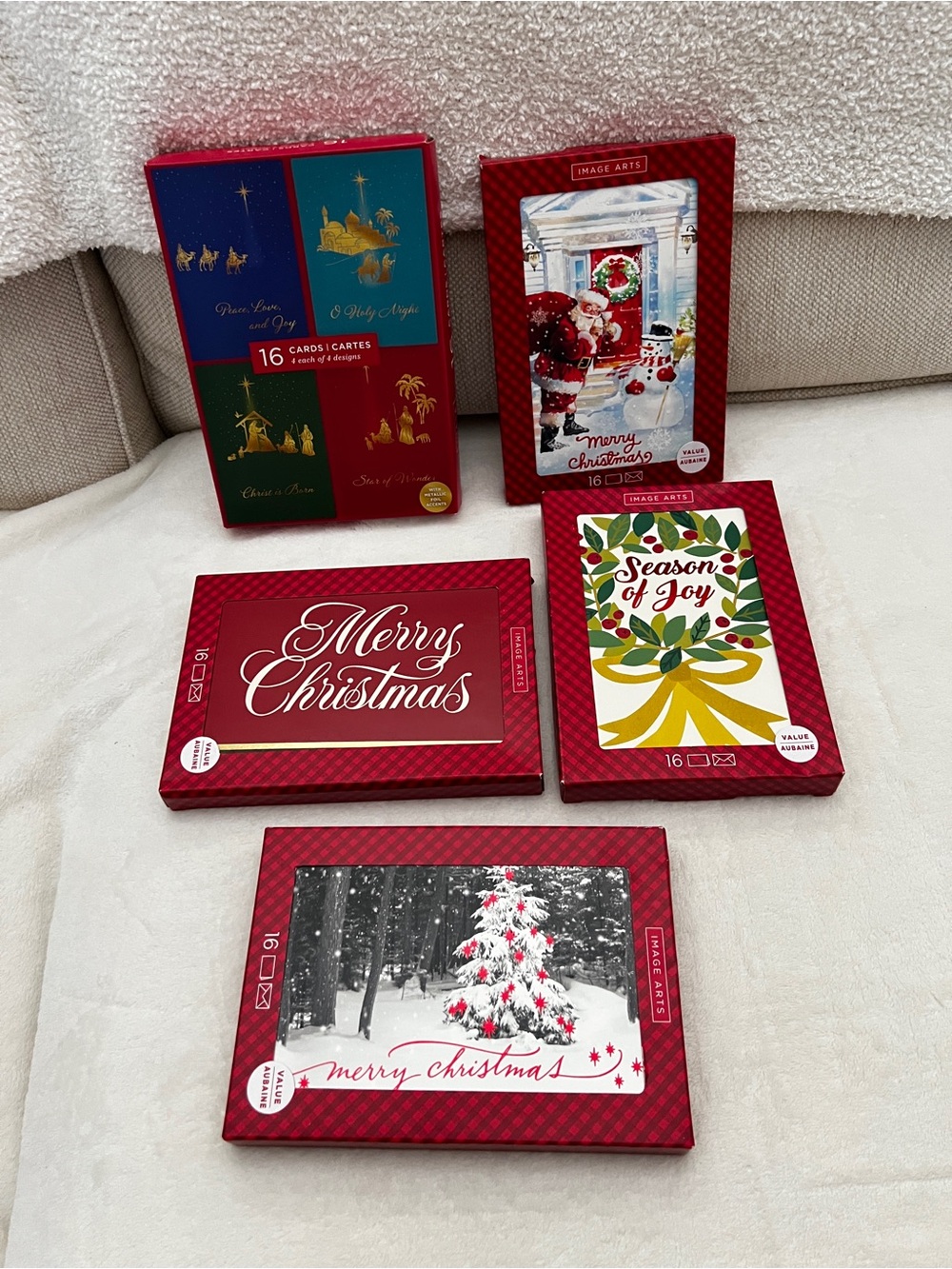 Lot of Five Christmas Holiday Cards 16 Count in each box